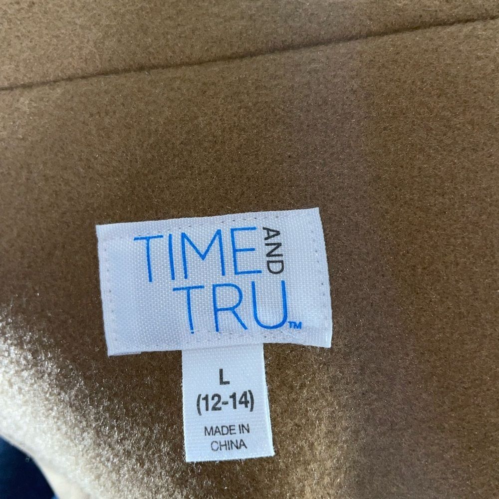 Time and Tru Missy Dad Coat W/L/12-14 Brown Long Sleeve Button Front trench NWT - Picture 4 of 10